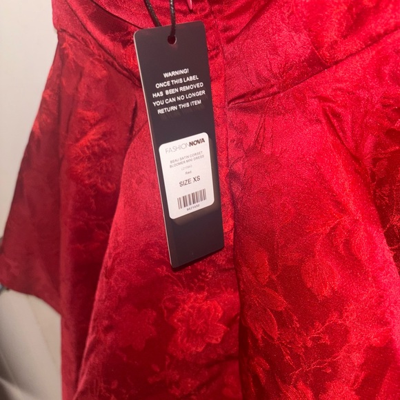 💕Fashion Nova Beau Satin Corset Bloomer Mini Dress - Red💕 - Picture 10 of 11